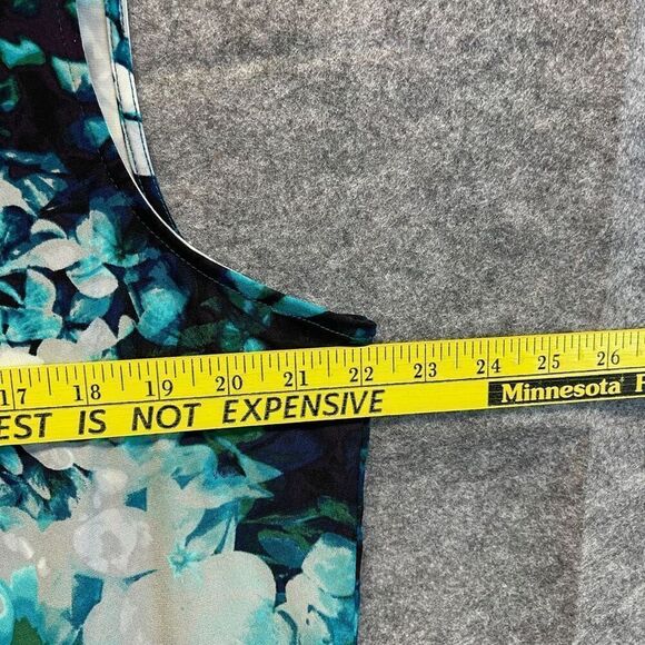 NWT WORTHINGTON Tank Top Women's 1X Blue Green Floral Sleeveless Pleated Keyhole - Picture 8 of 14